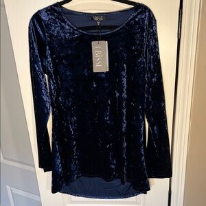 LBisse Women's Midnight Blue Velvet Blouse